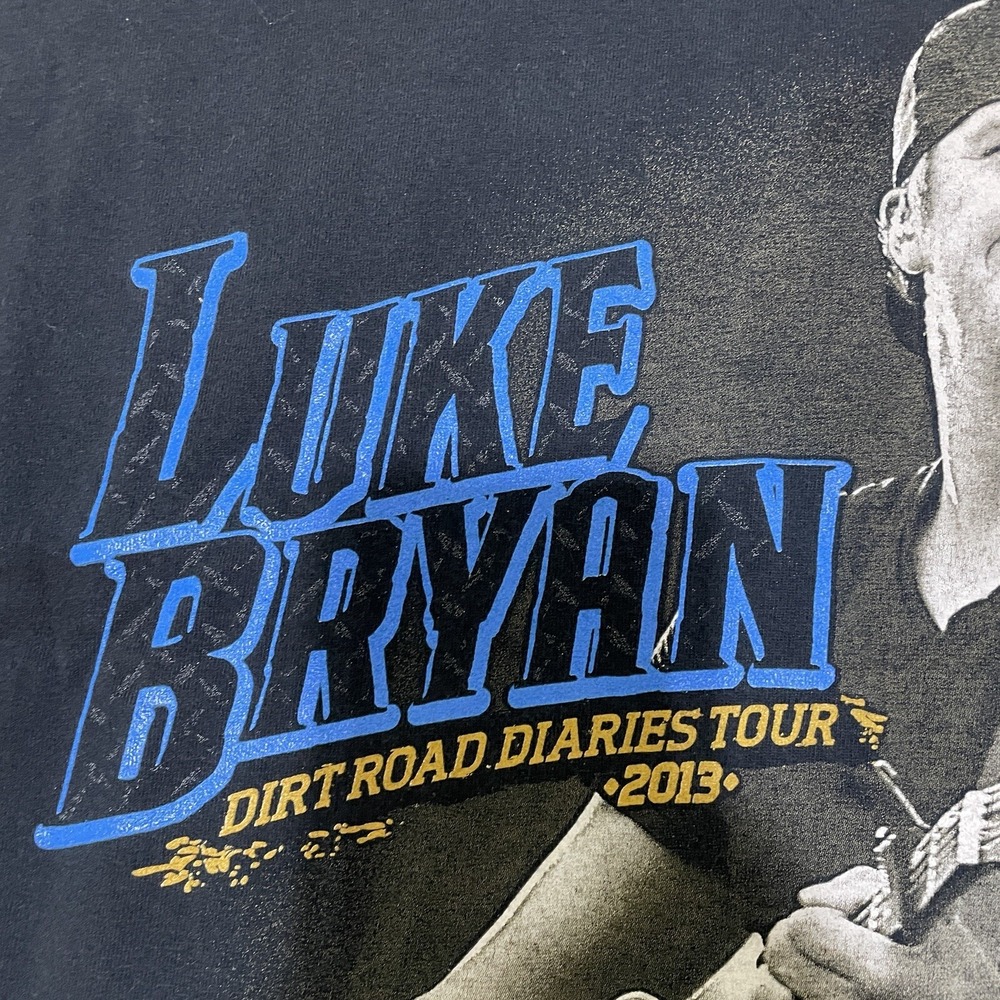 Luke Bryan 2013 Tour Country Music Singer Graphic Print Black T-Shirt XL *fade